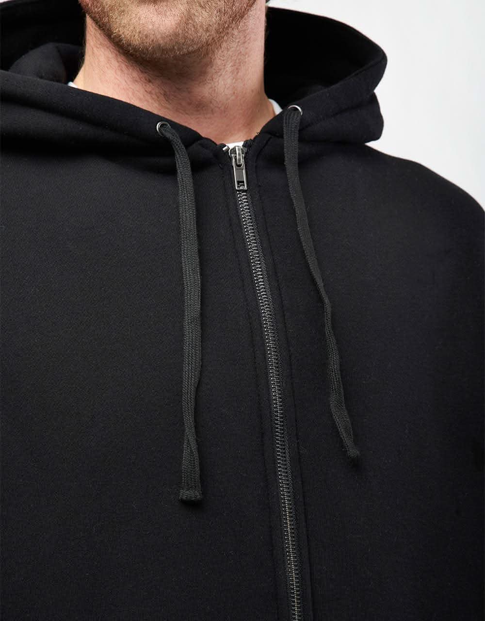 Route One Heavyweight Zip Hoodie (400gsm) - Black