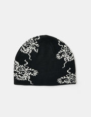 Route One Dragon Cuffless Beanie - Black/Angora