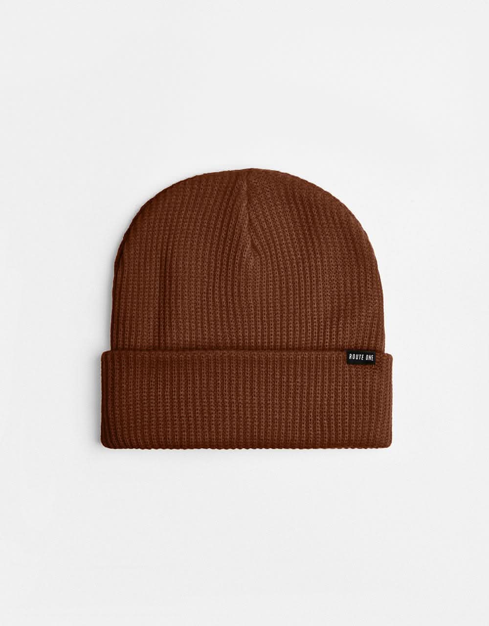Route One Recycled Fisherman Beanie - Chocolate