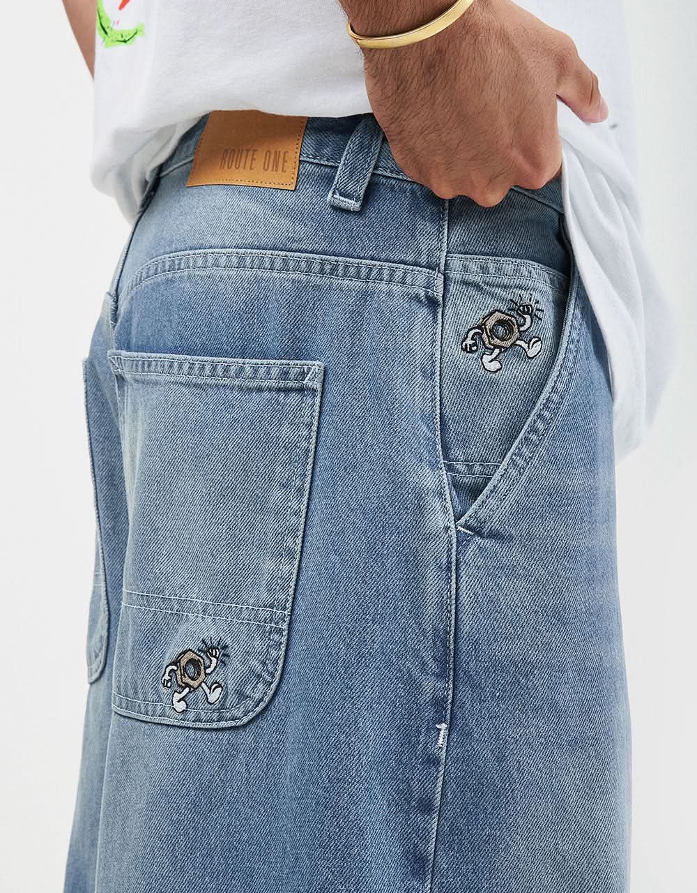 Route One Baggy Jorts XL - Washed Blue