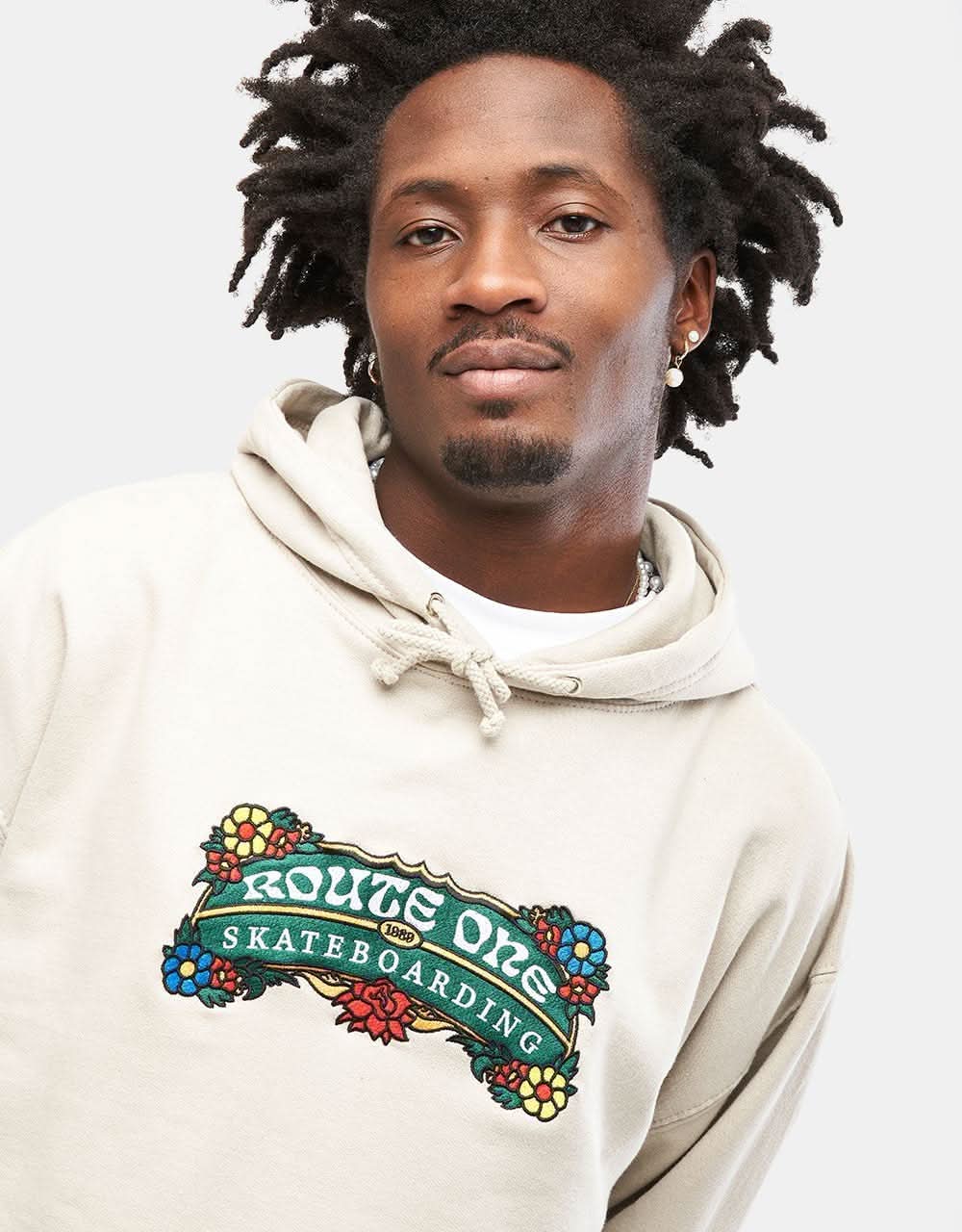 Route One Florals Pullover Hoodie - Natural