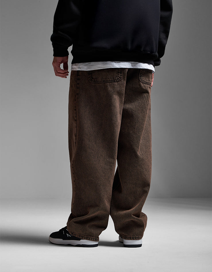 Route One Super Baggy Denim Jeans - Burnt Mahogany