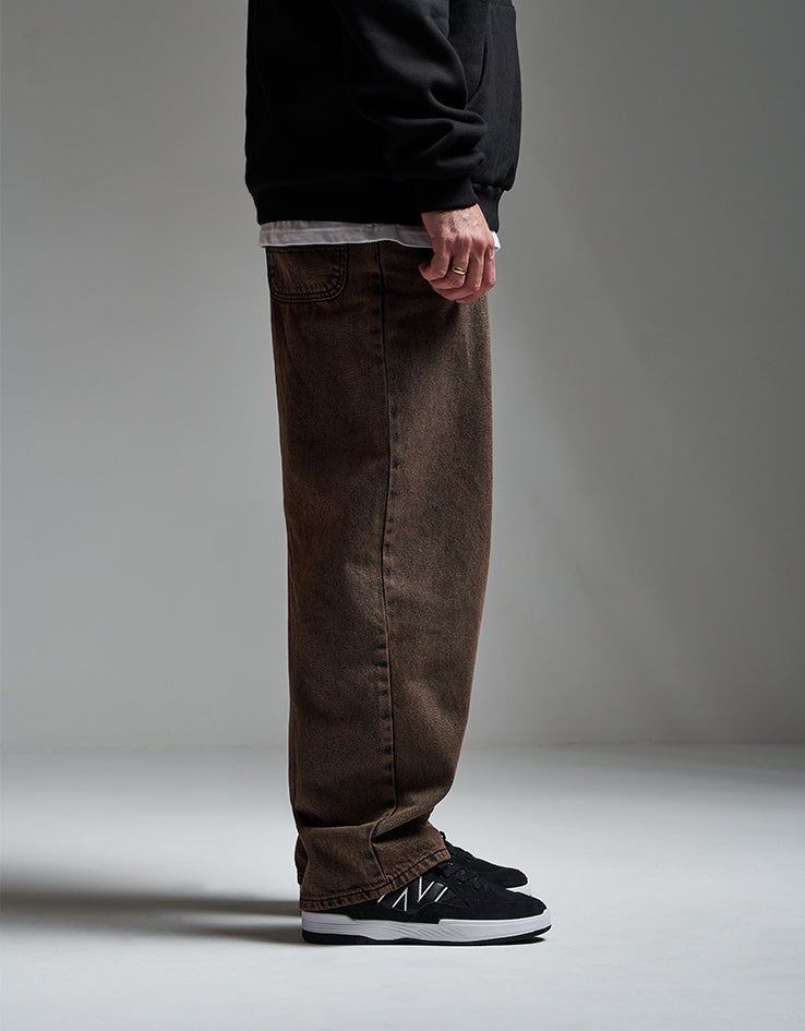 Route One Super Baggy Denim Jeans - Burnt Mahogany