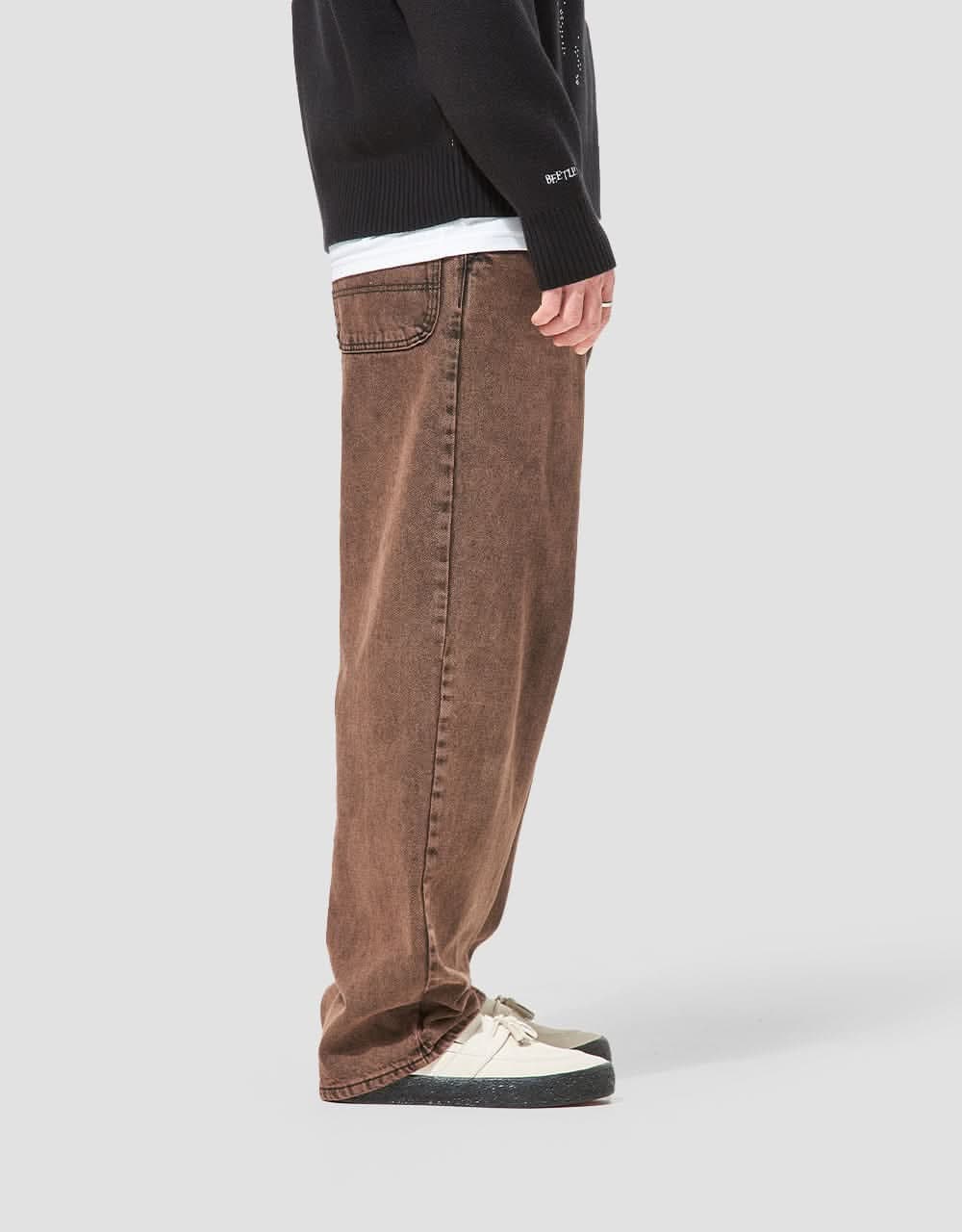 Route One Super Baggy Denim Jeans - Burnt Mahogany