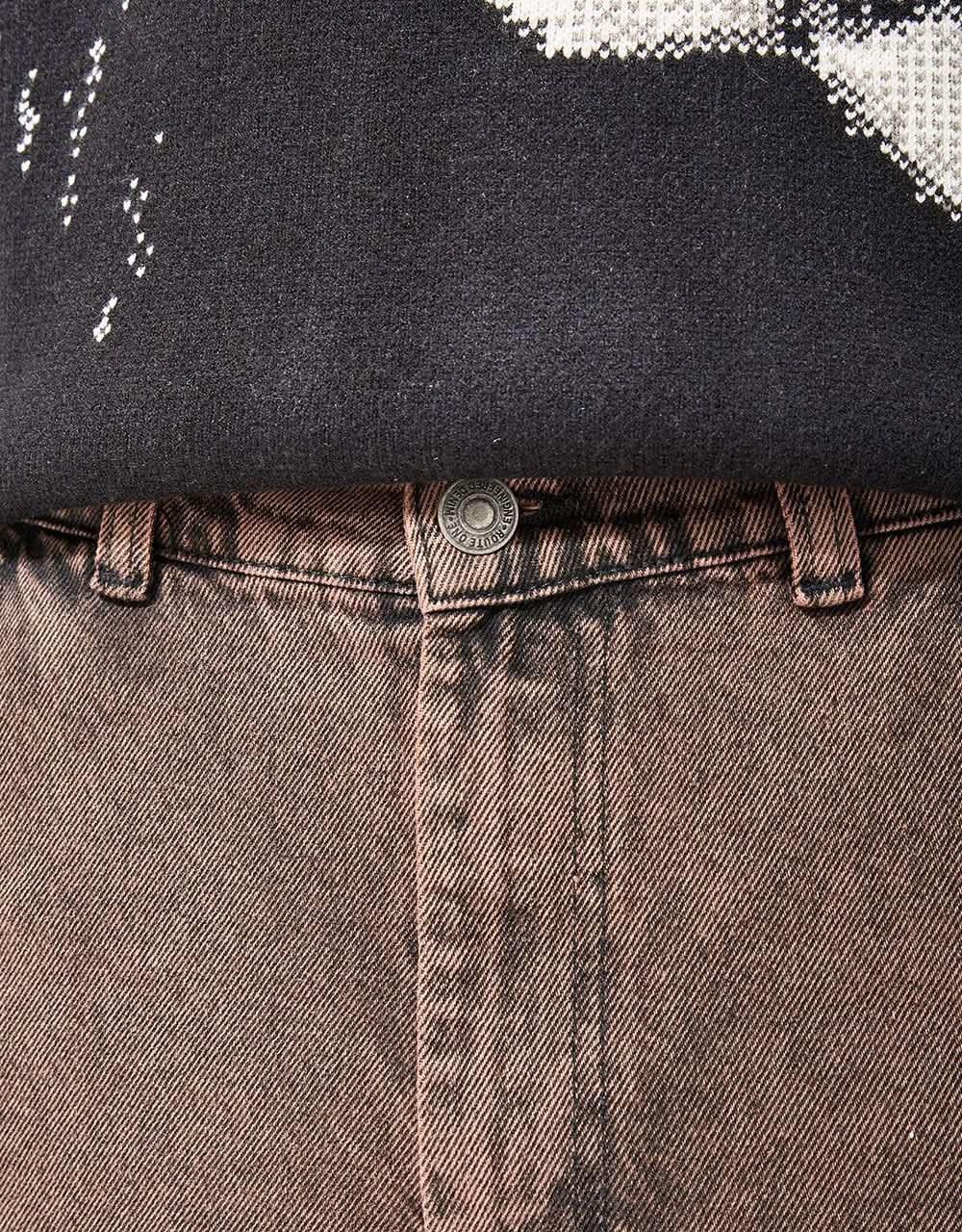 Route One Super Baggy Denim Jeans - Burnt Mahogany