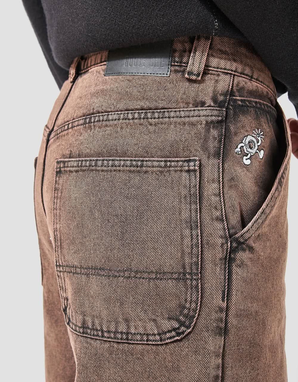 Route One Super Baggy Denim Jeans - Burnt Mahogany