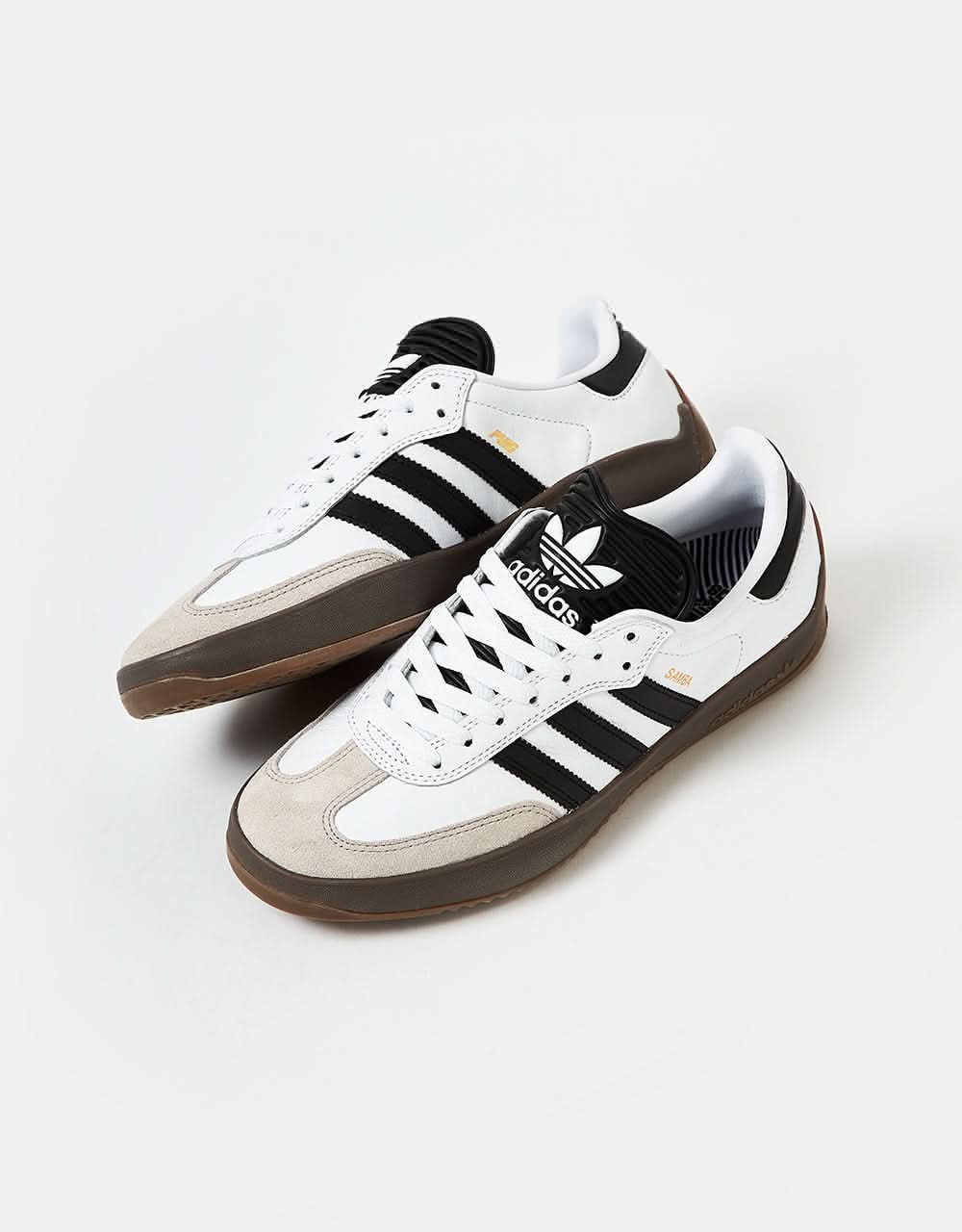 adidas Puig Samba Skate Shoes - White/Black/Gold/Gum Route One adidas Puig Samba Skate Shoes - White/Black/Gold/Gum Route One