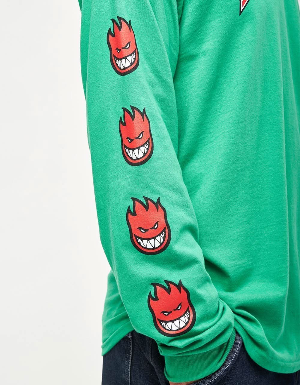 Spitfire Old E Bighead Fill L/S T-Shirt - Kelly Green/Red
