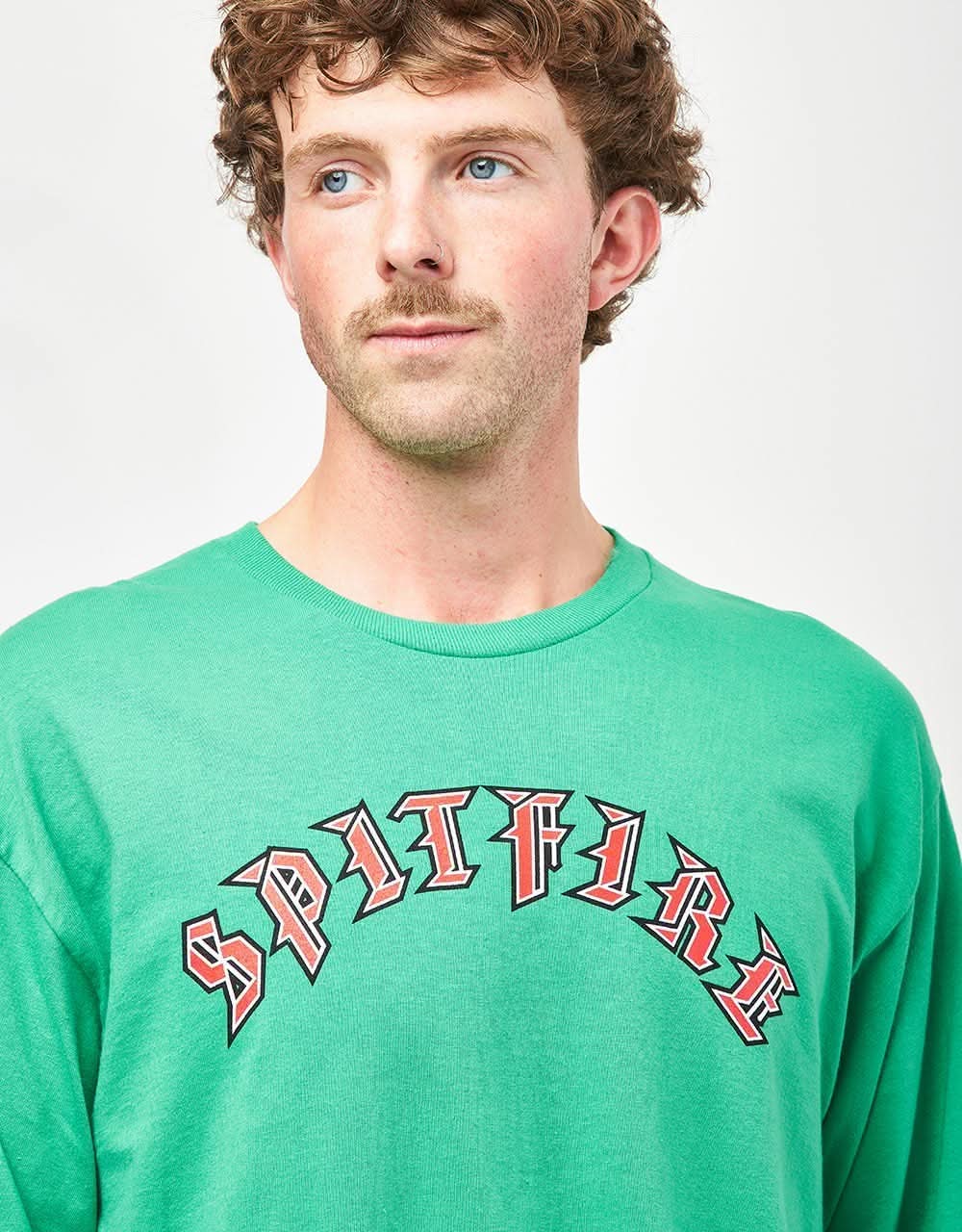 Spitfire Old E Bighead Fill L/S T-Shirt - Kelly Green/Red