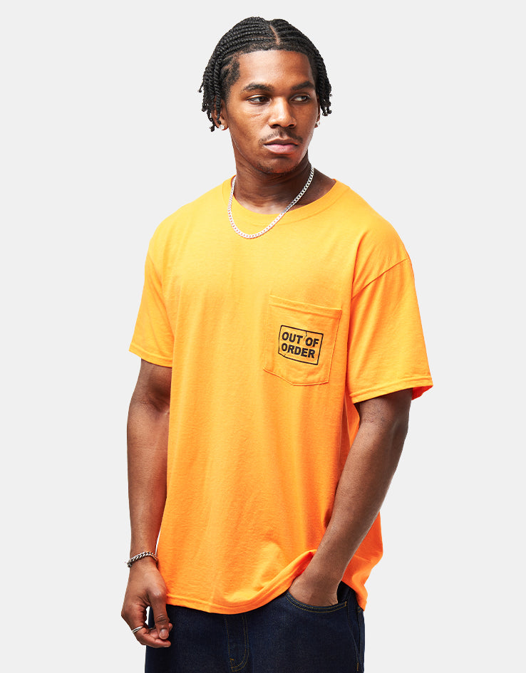 Anti Hero Out Of Order Pocket T-Shirt - Safety Orange/Black