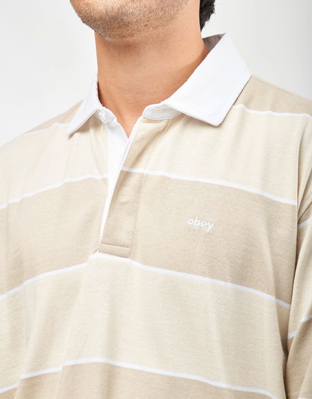 Obey Origin L/S Rugby Shirt - Silver Grey Multi