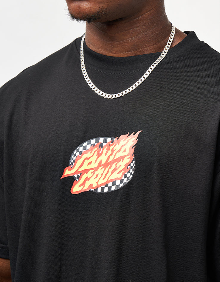 Santa Cruz Oval Check Flame Front T-Shirt - Black