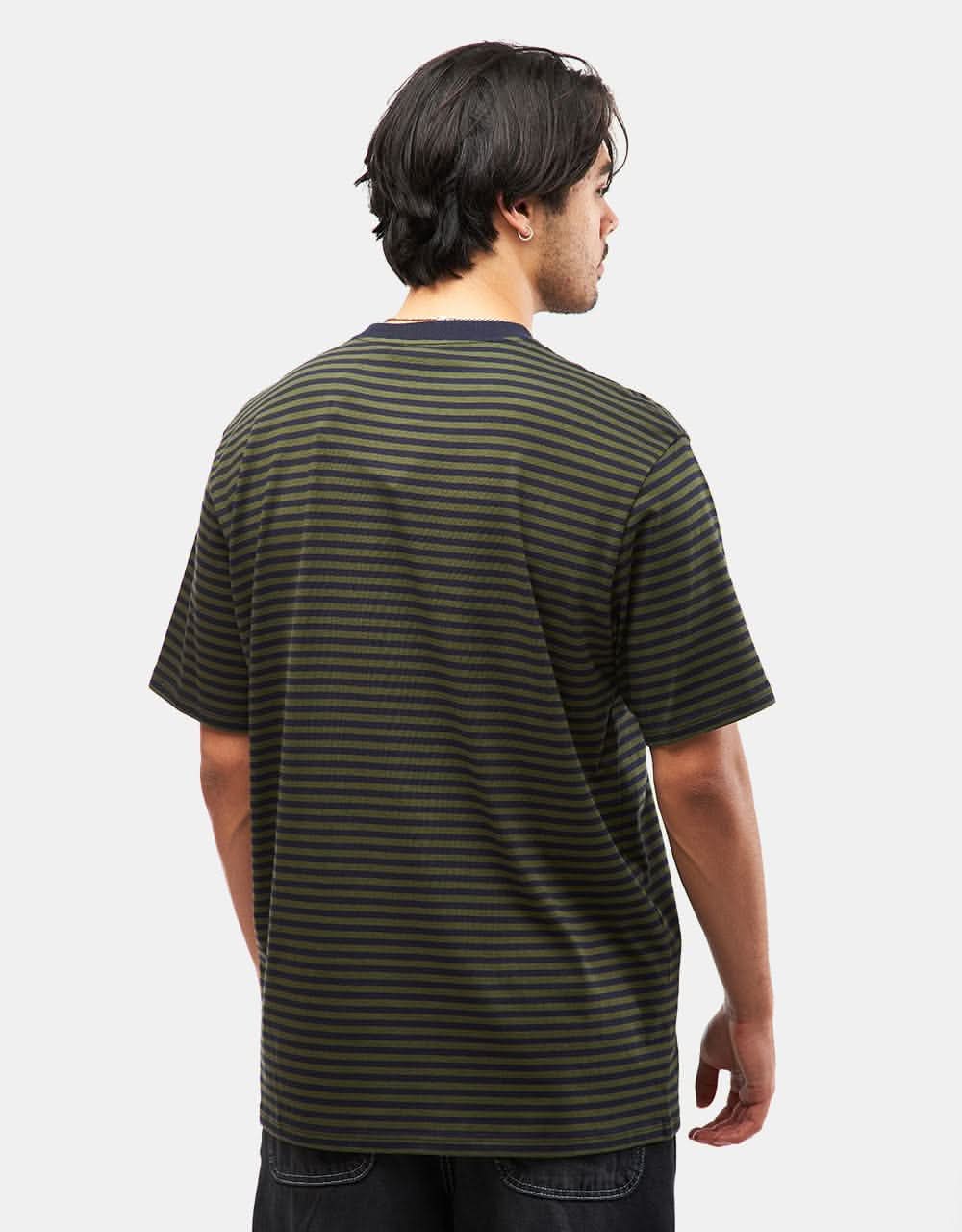 Carhartt WIP Verner Pocket T-Shirt - Verner Stripe/Dark Navy/Office Green