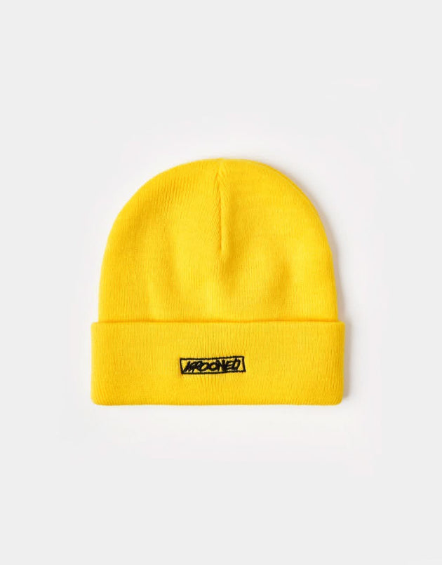 Krooked Moonsmile Script Cuff Beanie - Yellow/Black