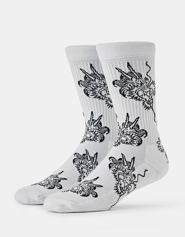 Route One Dragon Crew Socks - White