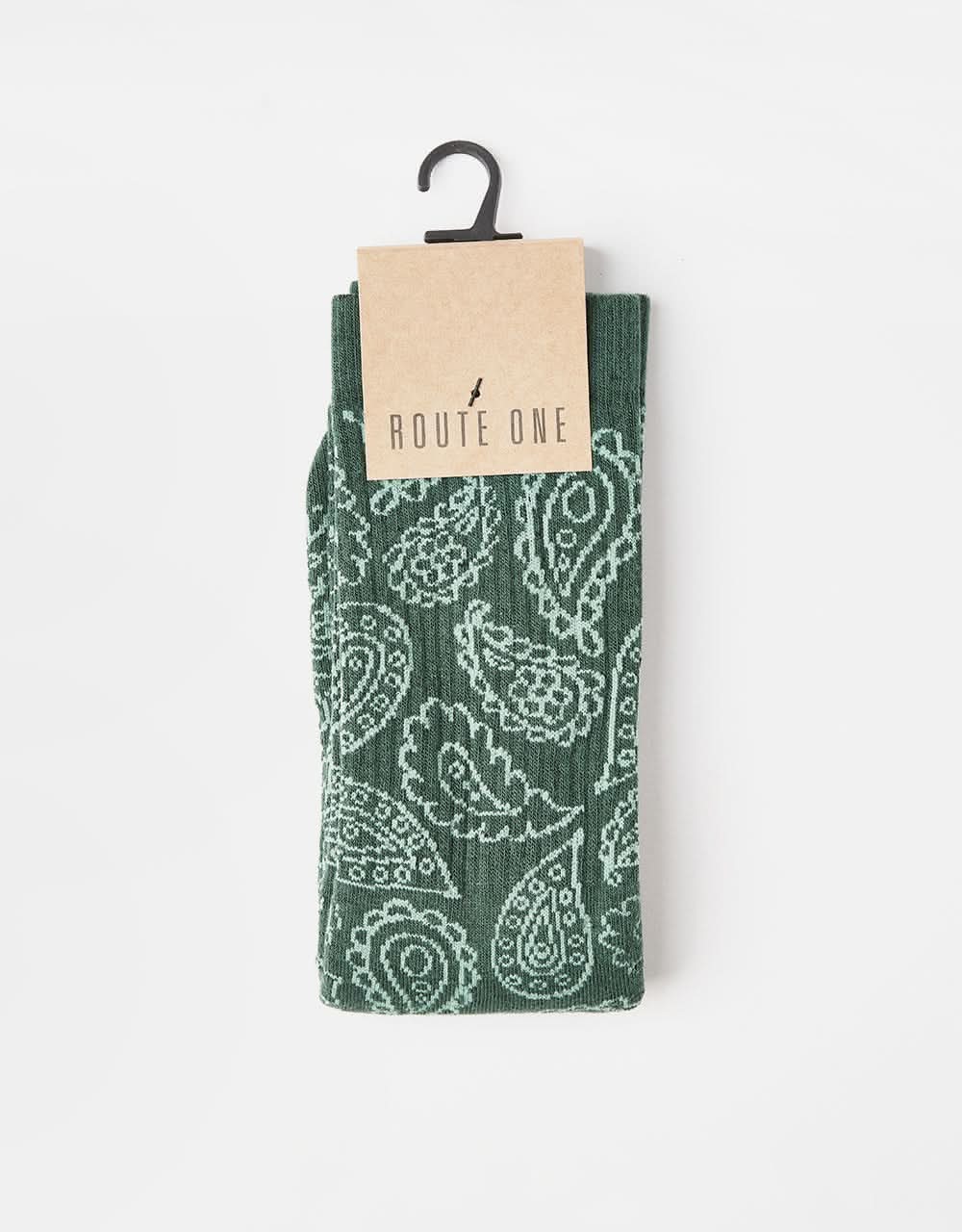 Route One Paisley Crew Socks - Dark Teal