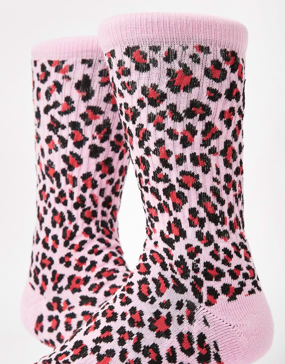Route One Leopard Crew Socks - Pink