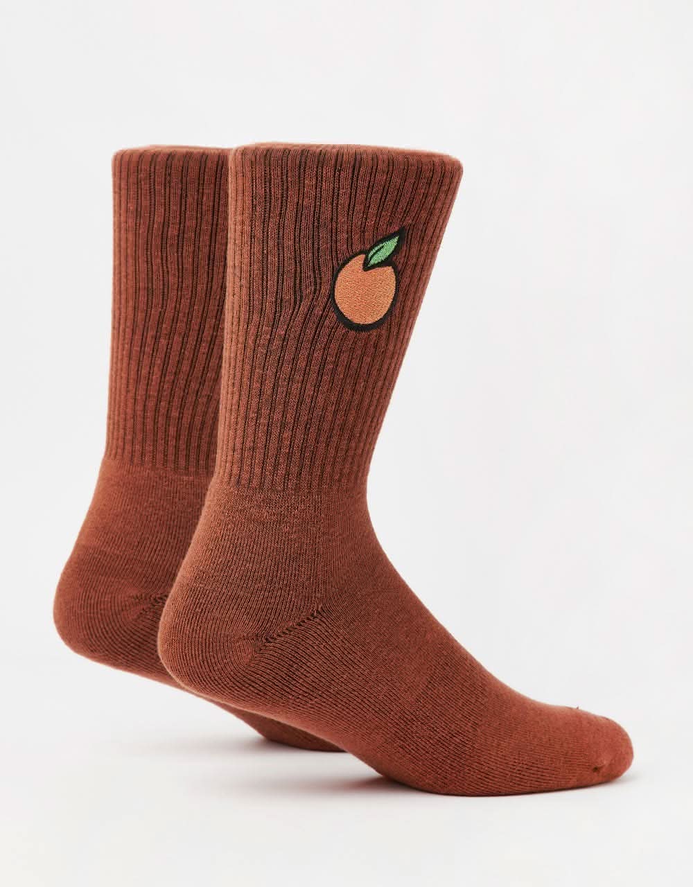 Route One Orange Crew Socks - Brown
