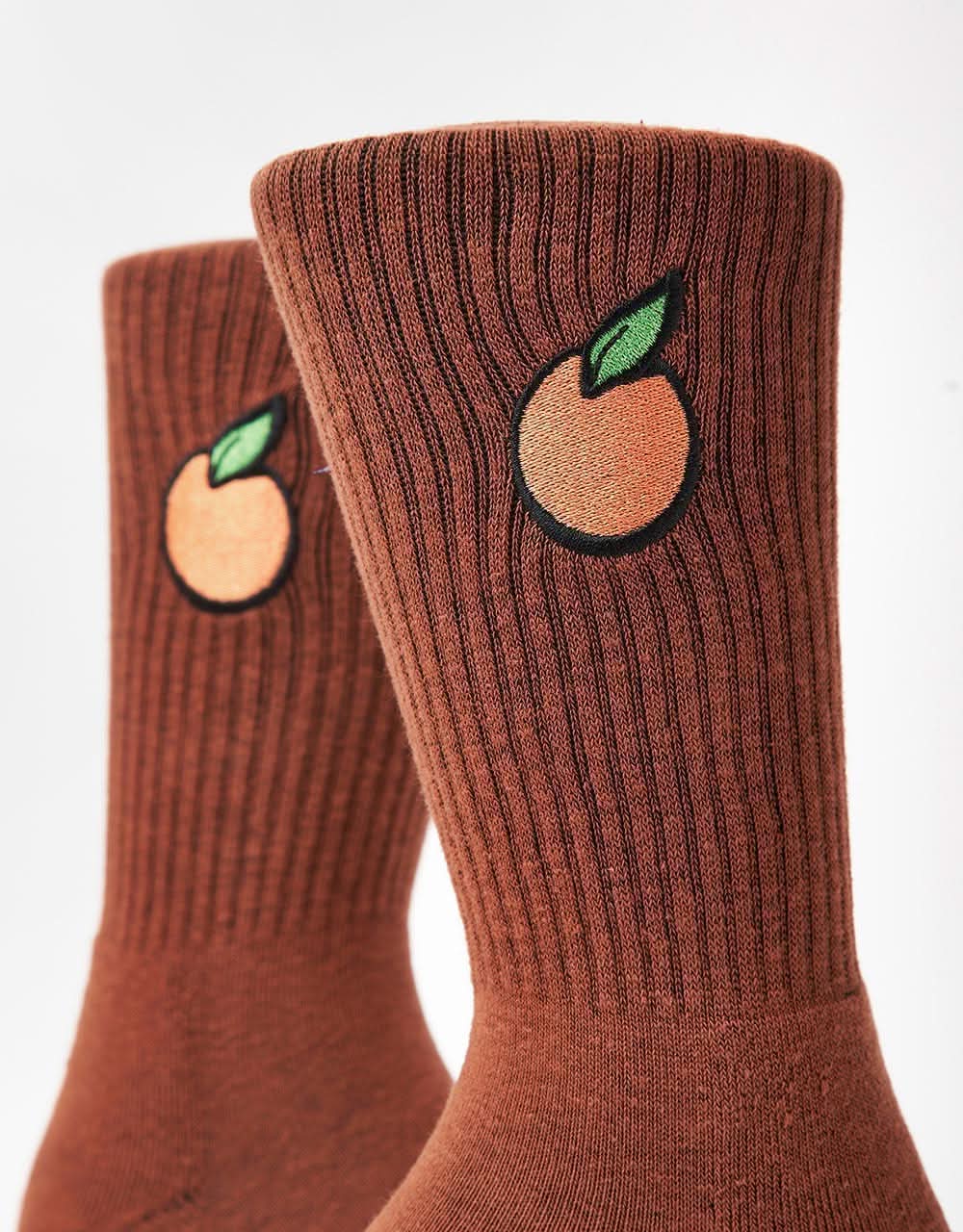 Route One Orange Crew Socks - Brown