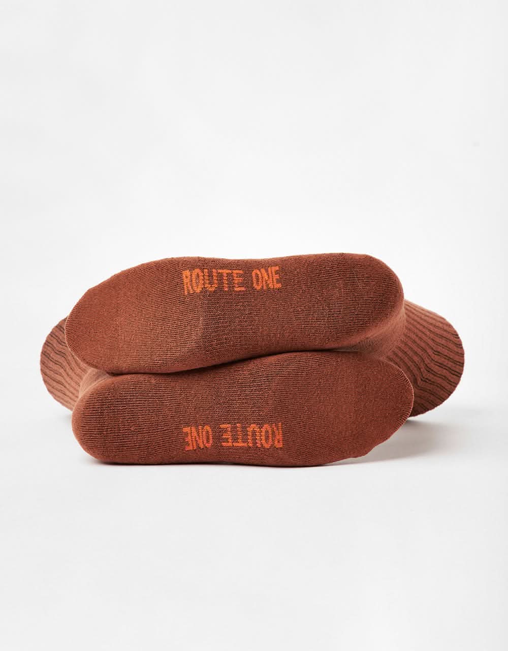 Route One Orange Crew Socks - Brown
