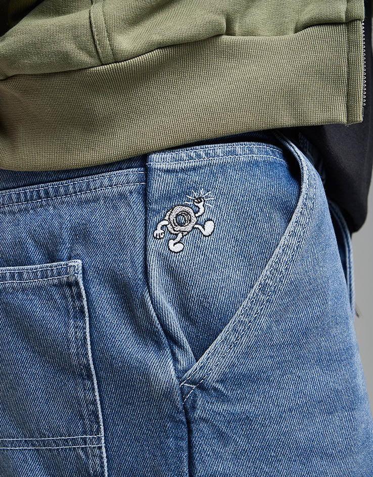 Route One Super Baggy Denim Jeans - Washed Blue