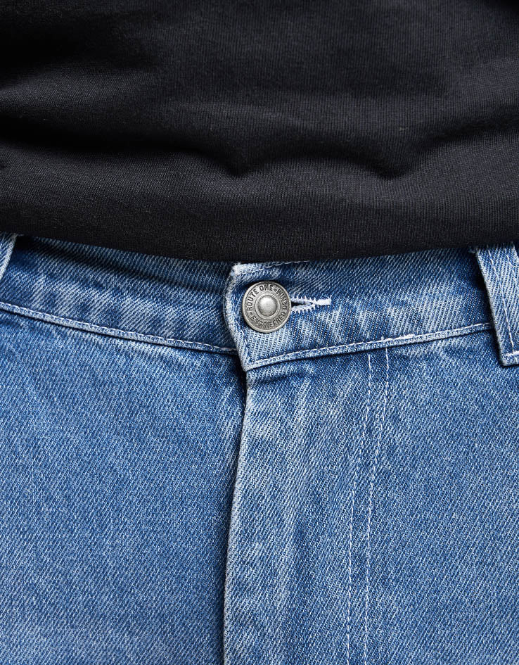 Route One Super Baggy Denim Jeans - Washed Blue