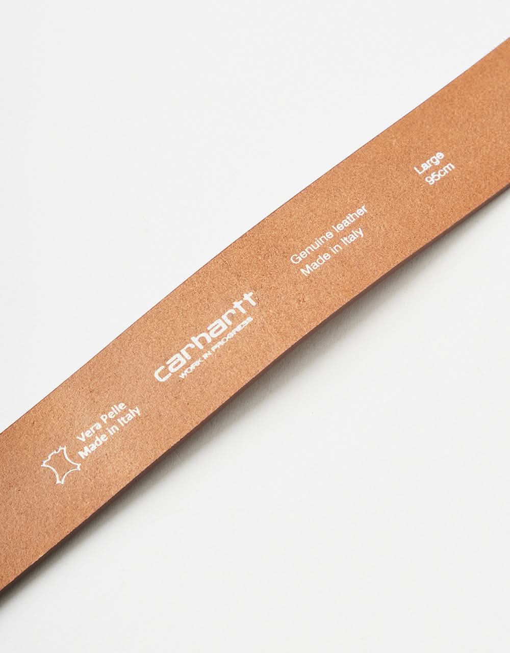Carhartt WIP Script Leather Belt - Cognac/Silver