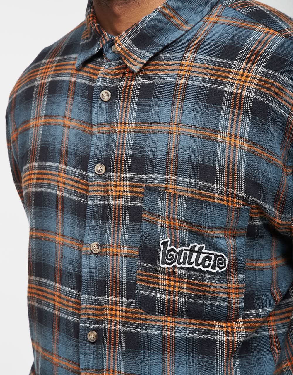 Butter Goods Swirl Plaid L/S Shirt - Blue/Orange