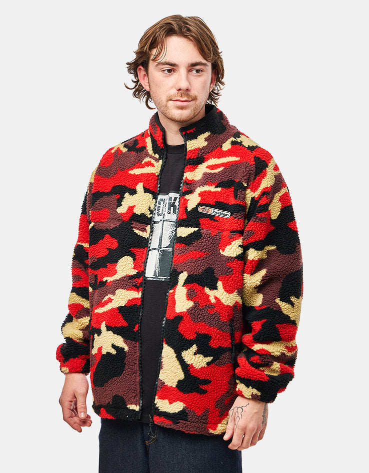 Butter Goods Camo Sherpa Jacket - Red