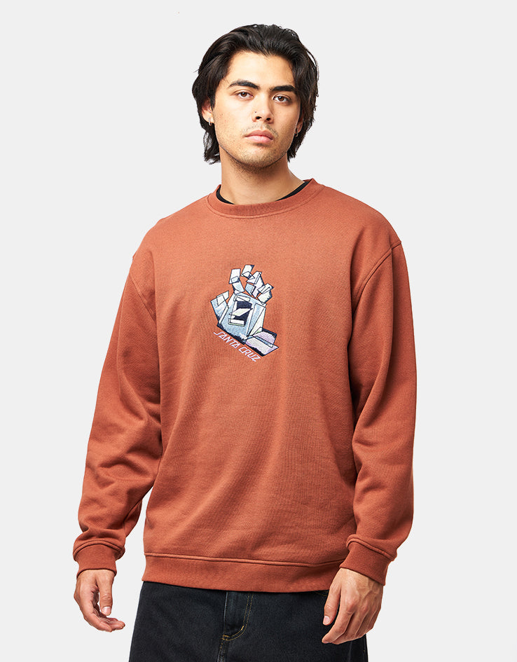 Santa Cruz Screaming Scratched Hand Strip Front Crew - Burnt Sienna