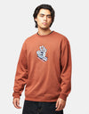 Santa Cruz Screaming Scratched Hand Strip Front Crew - Burnt Sienna