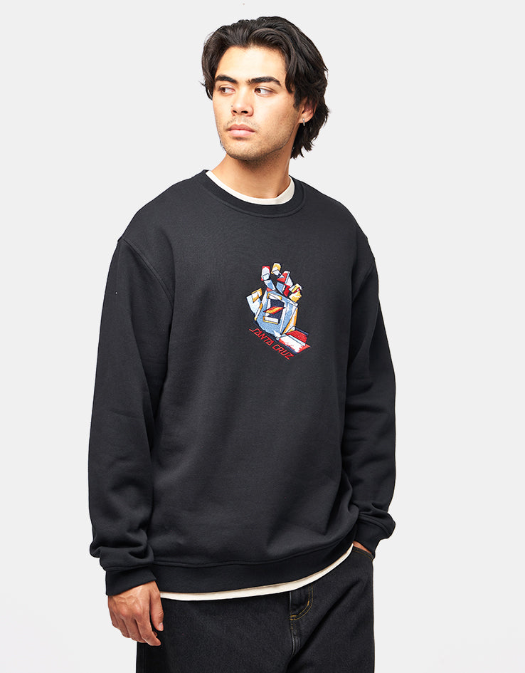 Santa Cruz Screaming Scratched Hand Strip Front Crew - Black