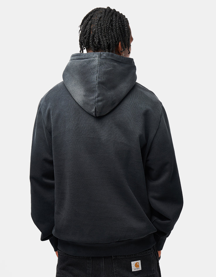 Welcome x Batman Bat Logo Enzyme-Washed Custom Sun-Fade Pullover Hoodie - Black