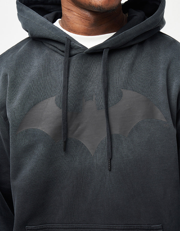 Welcome x Batman Bat Logo Enzyme-Washed Custom Sun-Fade Pullover Hoodie - Black