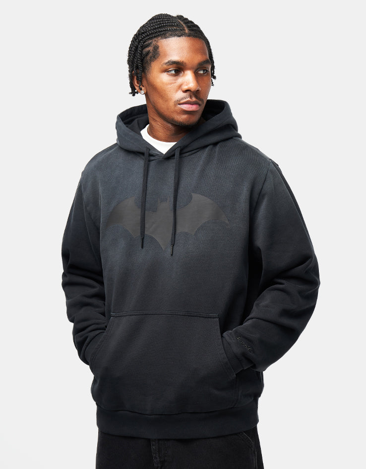 Welcome x Batman Bat Logo Enzyme-Washed Custom Sun-Fade Pullover Hoodie - Black