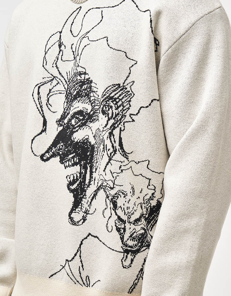 Welcome x Batman Joker Knitted Sweater - Bone