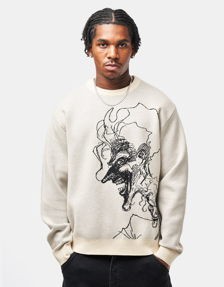 Welcome x Batman Joker Knitted Sweater - Bone