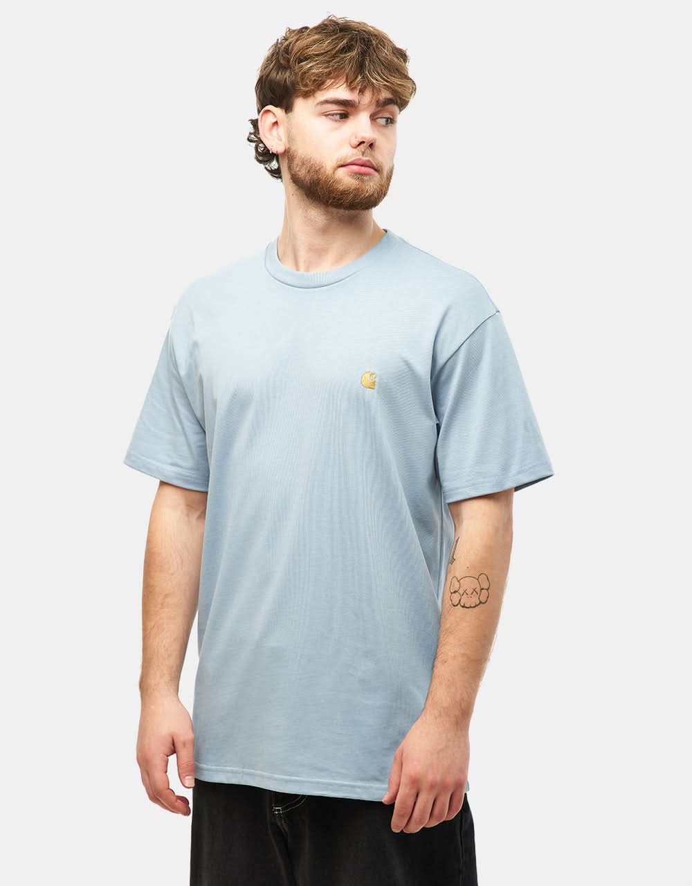 Carhartt WIP S/S Chase T-Shirt - Frosted Blue/Gold