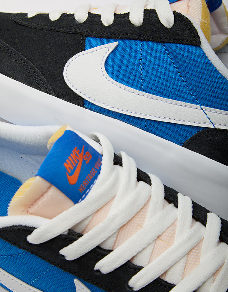 Nike SB Heritage Vulc Skate Shoes - Black/White-Signal Blue-Safety Orange-Black