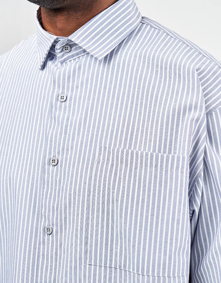 Route One Harrison S/S Pinstripe Shirt - Blue/White