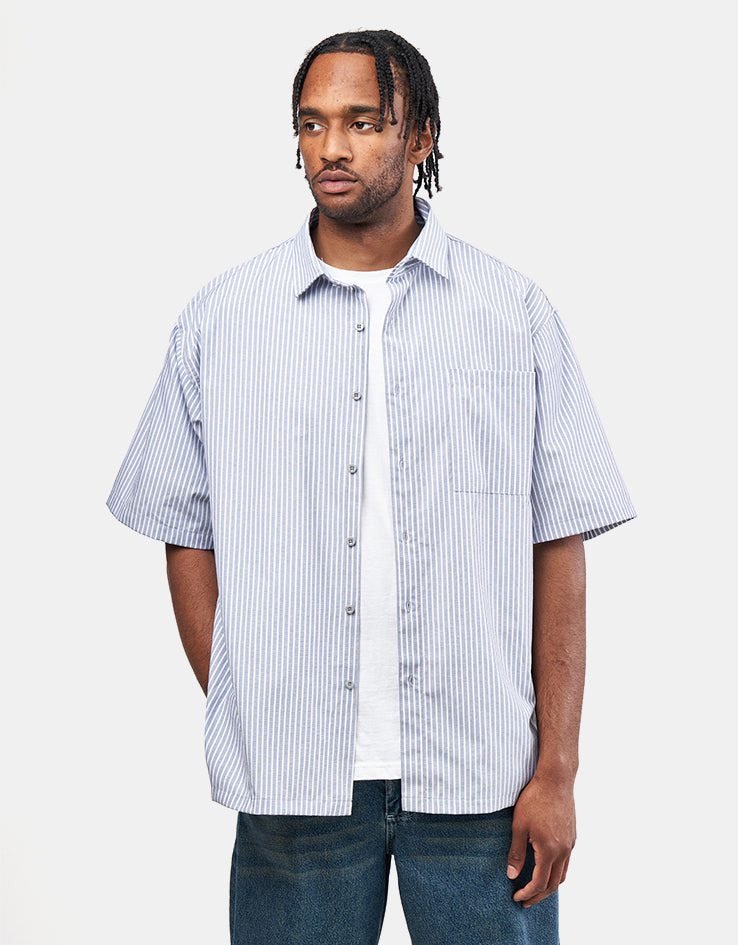 Route One Harrison S/S Pinstripe Shirt - Blue/White