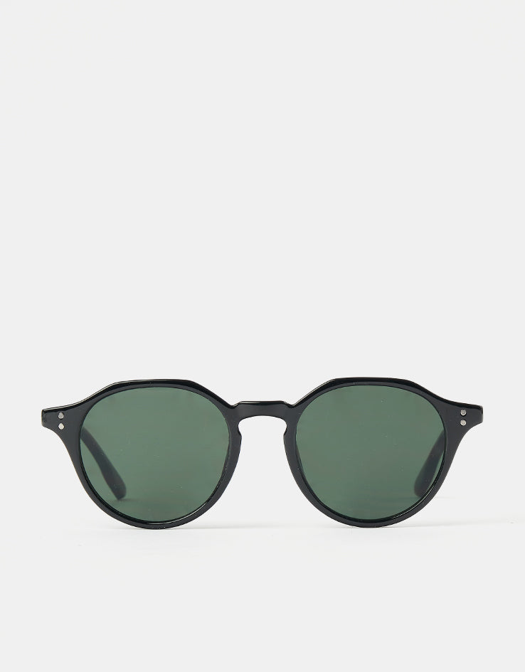 Route One Square Topped Sunglasses - Black (Green Lens)