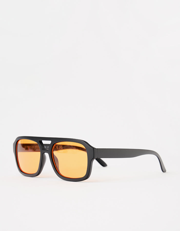 Route One Flat Top Sunglasses - Black (Orange Lens)