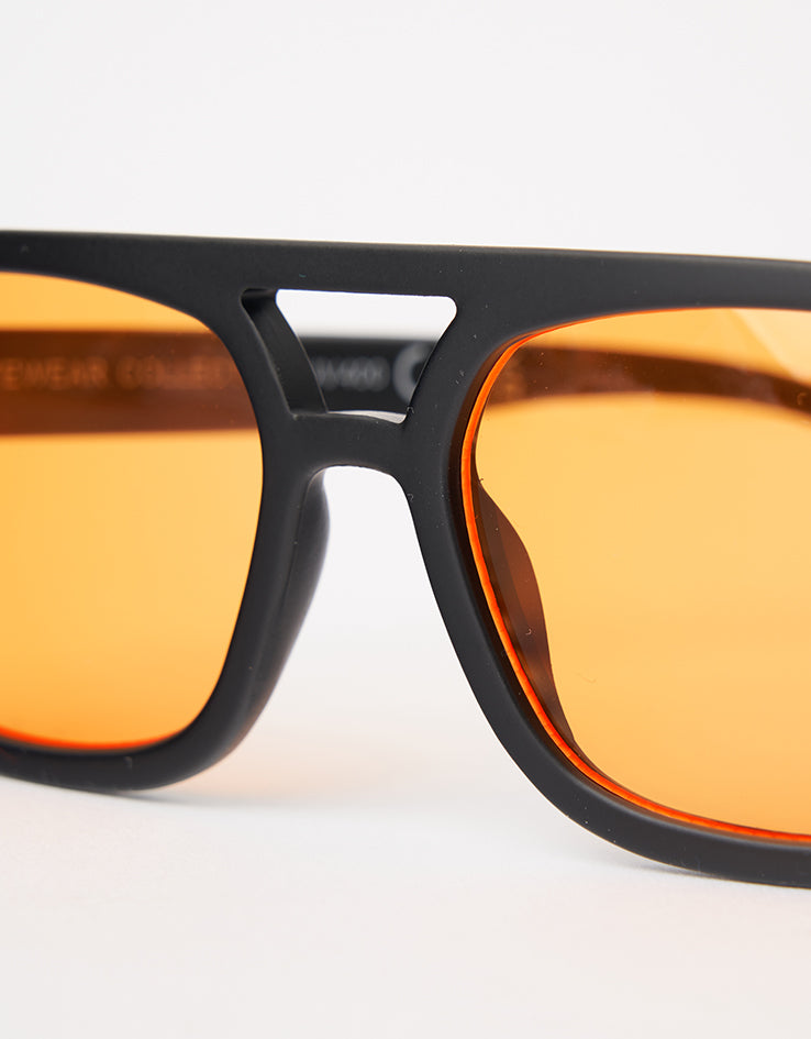 Route One Flat Top Sunglasses - Black (Orange Lens)