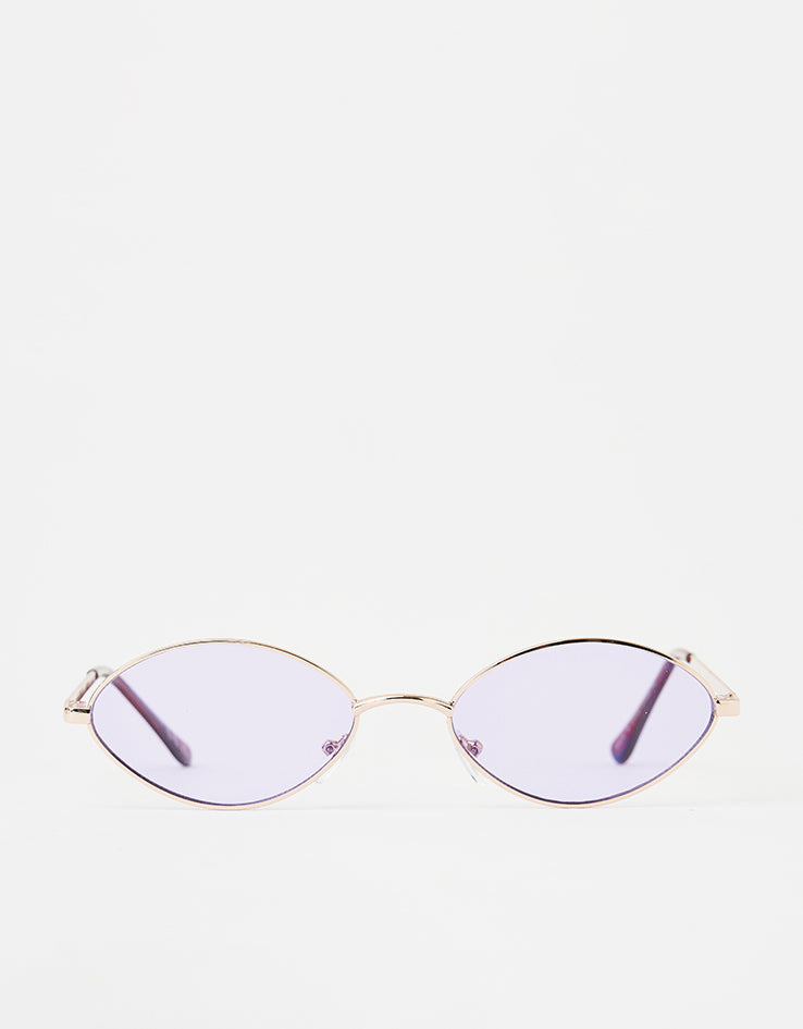 Route One Oval Rimmed Sunglasses - Silver (Purple Lens)