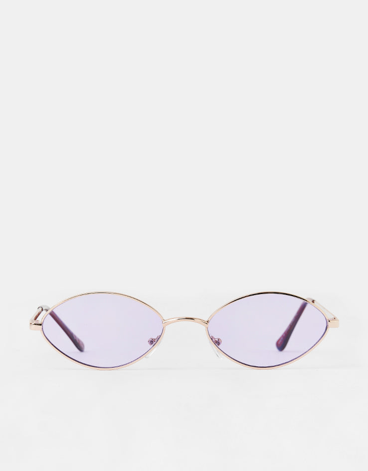 Route One Oval Rimmed Sunglasses - Silver (Purple Lens)