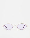 Route One Oval Rimmed Sunglasses - Silver (Purple Lens)