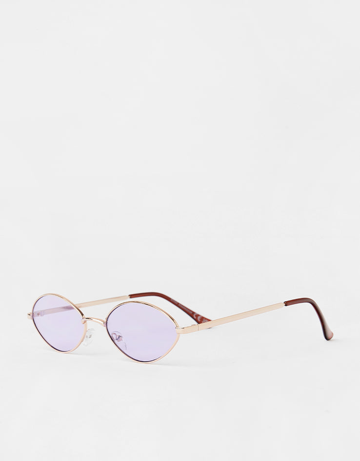 Route One Oval Rimmed Sunglasses - Silver (Purple Lens)