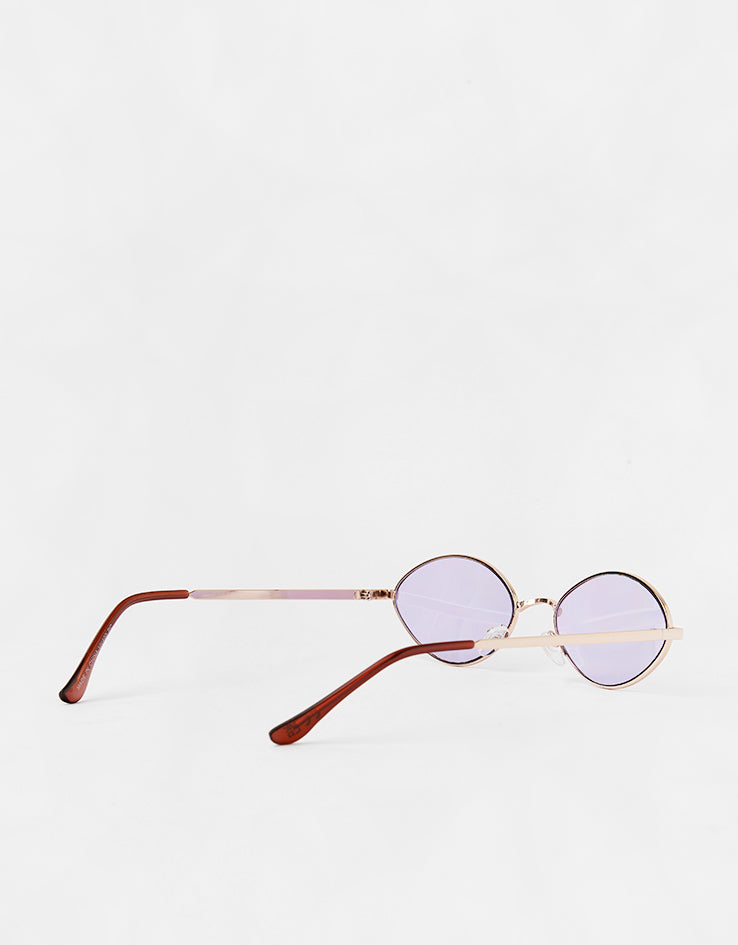 Route One Oval Rimmed Sunglasses - Silver (Purple Lens)