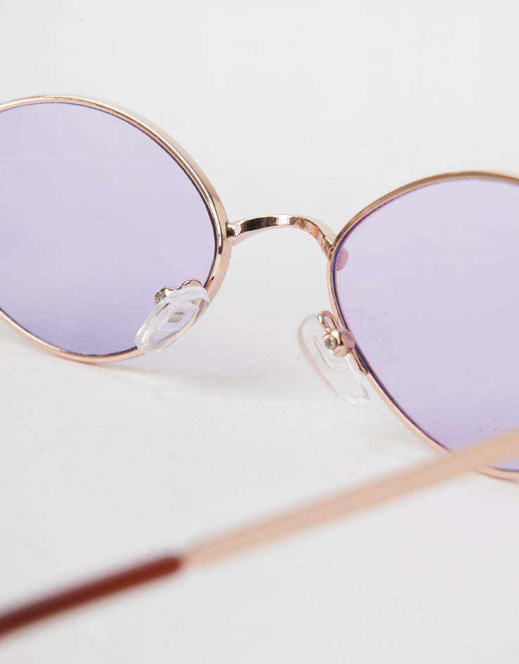 Route One Oval Rimmed Sunglasses - Silver (Purple Lens)